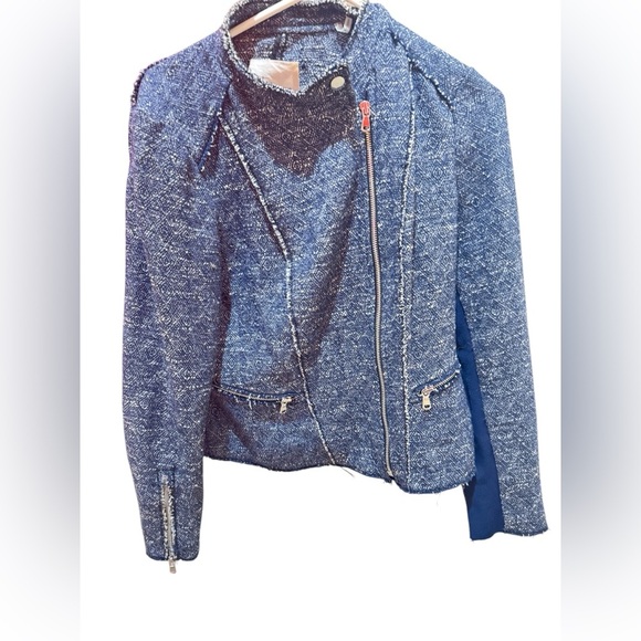 Rebecca Taylor Navy Blue Asymmetrical Zipper  Jacket. Sizev6 - Picture 1 of 4